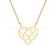 Stainless Steel  Pendant Necklaces, Hollow Heart, Real 18K Gold Plated, No Size (MV1816-1)