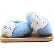 Wool Yarn, for Weaving, Knitting & Crochet, Light Sky Blue, 1mm(PW-WG86978-02)