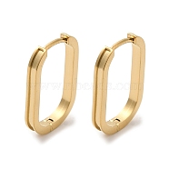 304 Stainless Steel Oval Hoop Earring Findings, Grooved Blank Earring Settings, for Inlay Earring Making, Real 14K Gold Plated, 18 Gauge, 20x2mm, Pin: 1mm(STAS-G317-02G)
