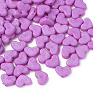 Opaque Acrylic Beads, Dyed, Heart with Word Love, Medium Orchid, 10x13.5x4.5mm, Hole: 1.8mm, about 2300pcs/500g(MACR-S373-128-S12)