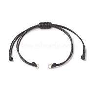 Braided Waxed Polyester Cord, with 304 Stainless Steel Jump Rings, for Adjustable Link Bracelet Making, Black, 12-3/8 inch(31.4cm), Hole: 3.6mm(X1-AJEW-JB01153-01)