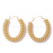Brass Wire Wrap Spiral Oval Hoop Earrings for Women, Real 18K Gold Plated, 51x42x9mm, Pin: 0.8mm(EJEW-A093-15G)