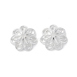 Alloy Bead Cap, Long-Lasting Plated Flower 7-Petals, Silver, 14.5x5.3mm, Hole: 1.5mm(PALLOY-F309-45S)