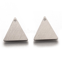 Tarnish Resistant 304 Stainless Steel Pendants, Stamping Blank Tag, Laser Cut, Double Side Drawbench Effect, Triangle, Stainless Steel Color, 12x12x1mm, Hole: 1mm(STAS-O133-04B-P)