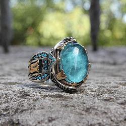 Oval Alloy with Glass Finger Rings, Antique Silver, Antique Silver, US Size 8(18.1mm)(FS-WG0E890-02)