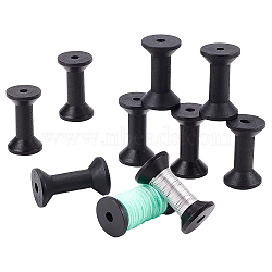 AHADEMAKER Wooden Empty Spools, for Wire, Cord, Jewelry Chain Wrapping, Black, 6x3.5cm, 10pcs/bag(WOOD-GA0001-34A)