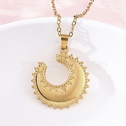 Crescent Moon 304 Stainless Steel Pendant Necklaces, Ion Plating(IP), Real 18K Gold Plated, 18.11 inch(46cm)(NJEW-M096-33G)