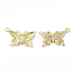 Alloy Rhinestone Pendants, Butterfly Charms, Golden, 21x13x3mm, Hole: 1.5mm(ALRI-P005-06G)