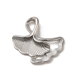 304 Stainless Steel Pendants, Ginkgo Leaf Charm, Stainless Steel Color, 16x16.5x4mm, Hole: 2.5x3mm(STAS-L022-316P)