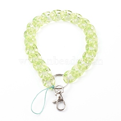 Transparent Acrylic Curb Chain Mobile Straps, with Nylon Thread and Alloy Swivel Clasps, Dark Sea Green, 22.5cm(HJEW-JM00452-04)