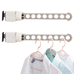 Portable Clothes Drying Rack, with Stainless Steel Finding & Stoppers, Multi-Functional 8 Holes Window Frame Hanger, Space Saver Hangers for Travel, Home, Gray, 332x46x47mm, Hole: 19.5mm(AJEW-WH0083-09B)