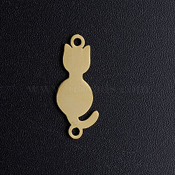201 Stainless Steel Kitten Links connectors, Cat Silhouette, Golden, 20x8x1mm, Hole: 1.5mm(STAS-T049-T646-2)