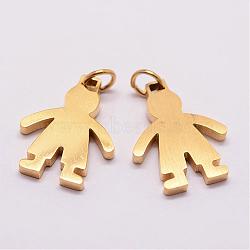 316 Surgical Stainless Steel Pendants, Boy Silhouette Pendants, Golden, 18x14x2mm, Hole: 3mm(STAS-K116-01G-A)