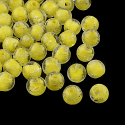 Handmade Luminous Lampwork Beads, Round, Yellow, 8mm, Hole: 1mm(LAMP-R125-8mm-02)