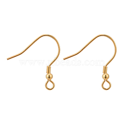 925 Sterling Silver Earring Hooks, Golden, 17x2.5x19mm, Hole: 1.5mm, Pin: 0.7mm(STER-E041-12B)