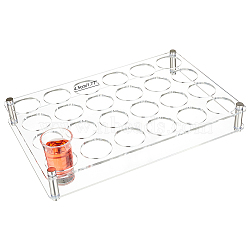 Glitter 24 Round Holes Acrylic Shot Glasses Holders, Beer Wine Glasses Organizer Rack for Family Party Bar Pub, Rectangle, Clear, 220x325x43mm, Hole: 8mm, Inner Diameter: 45mm(AJEW-WH0471-08B)