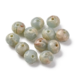 Acrylic Beads, Imitation Shoushan Beads, Flat Round, Dark Sea Green, 8x6mm, Hole: 1.6mm, About: 923pcs/500g(OACR-Z025-09)