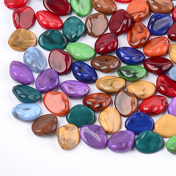 Acrylic Beads, Imitation Gemstone Style, Nuggets, Mixed Color, 16.5x13x6mm, Hole: 1.4mm