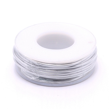 Matte Round Aluminum Wire, with Spool, Silver, 15 Gauge, 1.5mm, 10m/roll