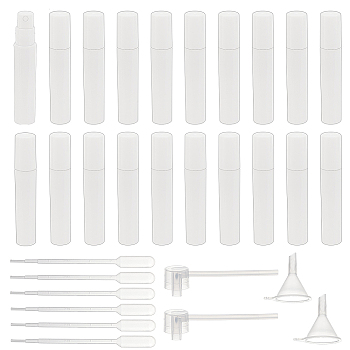 80 Sets 3ML Plastic Spray Bottles with 2Pcs Mini Transparent Plastic Funnel Hopper, 6Pcs 2ml Disposable Plastic Dropper and 2pcs Plastic Pump, White, 1.2~14.5x0.25~6.7cm