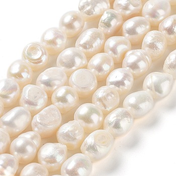 Natural Cultured Freshwater Pearl Beads Strands, Two Side Polished, Grade 2A+, Seashell Color, 9~10x9~10x7~8.5mm, Hole: 0.7mm, about 35~37pcs/strand, 139.76''(35.5~37cm)