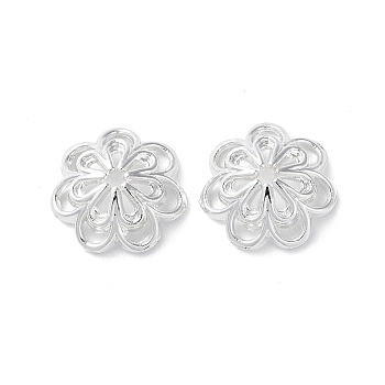 Alloy Bead Cap, Long-Lasting Plated Flower 7-Petals, Silver, 14.5x5.3mm, Hole: 1.5mm