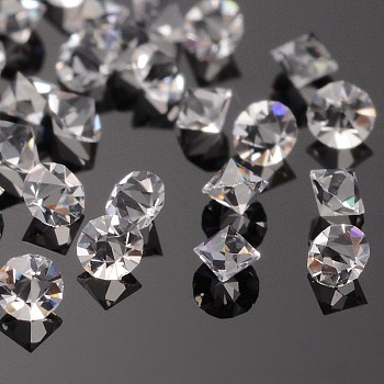Grade A Glass Rhinestone Cabochons, Bicone, Pointed Back, Crystal, 1.5~1.6mm, about 1440pcs/bag