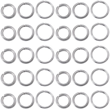 3000Pcs 3 Styles 304 Stainless Steel Open Jump Rings, Stainless Steel Color, 21 Gauge, 4~6x0.7mm, Inner Diameter: 2.6~4.6mm, 1000pcs/style