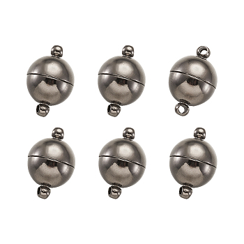 Round Brass Magnetic Clasp, Gunmetal, 19x12mm, Hole: 2mm