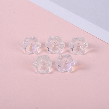 Glass Beads, Lily Flower, Clear, 12x8mm, Hole: 1.4mm