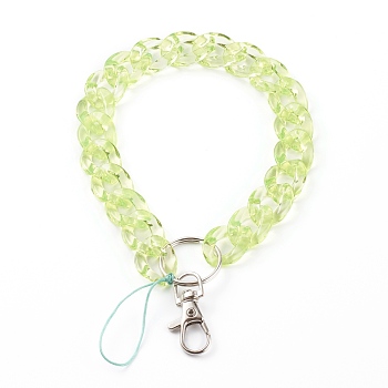 Transparent Acrylic Curb Chain Mobile Straps, with Nylon Thread and Alloy Swivel Clasps, Dark Sea Green, 22.5cm