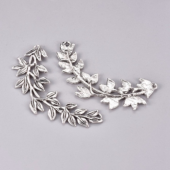 Tibetan Style Alloy Olive Branch Links connectors, Antique Silver, 84~85x29x3mm, Hole: 3mm