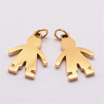 316 Surgical Stainless Steel Pendants, Boy Silhouette Pendants, Golden, 18x14x2mm, Hole: 3mm