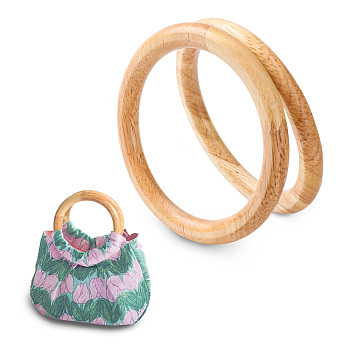 2Pcs Wooden Bag Handles, Bag Replacement Accessories, Round Ring, Wheat, 11.3x1.2cm, Inner Diameter: 8.8cm