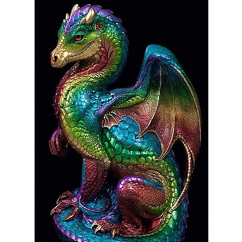 Dragon Pattern DIY Diamond Painting Kits, with Resin Rhinestones, Diamond Sticky Pen, Tray Plate and Glue Clay, Colorful, 400x300mm