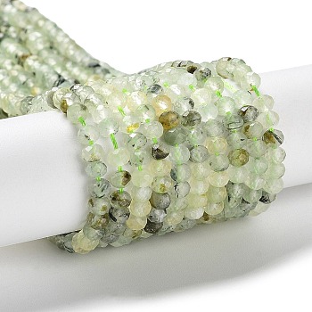Natural Prehnite Beads Strands, Faceted, Rondelle, 4x3mm, Hole: 0.8mm, about 128~149pcs/strand, 15.35''(39cm)