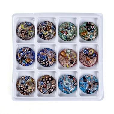Mixed Color Mixed Color Flat Round Silver Foil Pendants