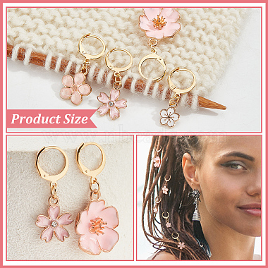 12Pcs 6 Style Alloy Enamel Sakura & Peach & Plum Blossom Charm Locking Stitch Markers(HJEW-PH01645)-3