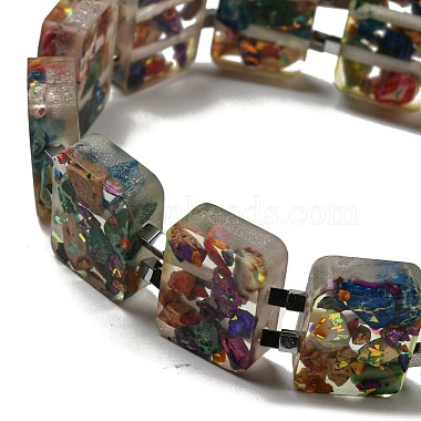 Jaspe impérial naturel teint avec bracelets extensibles en perles de résine(BJEW-G698-01A-05)-2