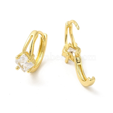 Cubic Zirconia Rhombus Hoop Earrings(EJEW-E270-34G)-2