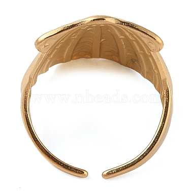 Ion Plating(IP) 304 Stainless Steel Shell Shape Open Cuff Rings for Women(RJEW-Z057-01G)-3