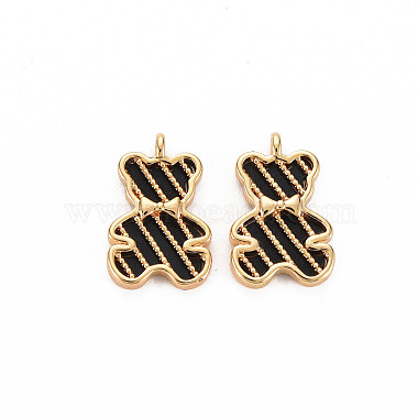 Real 18K Gold Plated Black Bear Brass+Enamel Charms