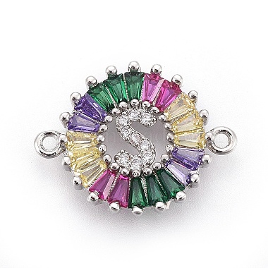 21mm Colorful Flat Round Brass+Cubic Zirconia Links