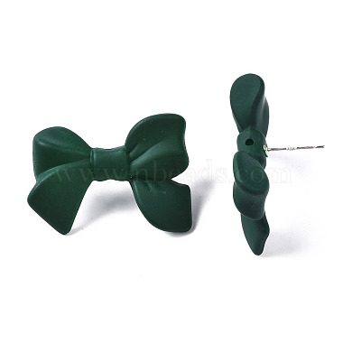 Spray Painted CCB Plastic Bowknot Stud Earring Findings(CCB-Q091-07D)-3