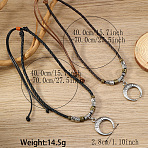 2Pcs 2 Colors Alloy Pendant Porcelain & Wood & Synthetic Turquoise Beaded Imitation Leather Cord Necklaces, Antique Silver, Mixed Color, Double Horn, 15.75~27.56 inch(40~70cm), pendant: 28mm, 1pc/color(FS-WG67B4F-06)
