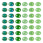 54Pcs 6 Colors Green Color Theme Glass European Beads, Large Hole Beads, Faceted, Rondelle, Mixed Color, 13~14x7.5~8mm, Hole: 5.5~6mm, 9pcs/color(GPDL-TA0001-11)