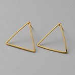 Golden Brass Hollow Geometric Stud Earrings, Triangle, 22x24mm(EJEW-WH0012-127B)
