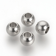 304 Stainless Steel European Beads, Large Hole Beads, Rondelle, Stainless Steel Color, 7.9x5.5mm, Hole: 4.3mm(X-STAS-R071-39A)