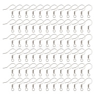 304 Stainless Steel French Earring Hooks, Flat Earring Hooks, Ear Wire, with Horizontal Loop, Stainless Steel Color, 14x17x2mm, Hole: 2mm, 21 Gauge, Pin: 0.7mm(STAS-N0013-15P)
