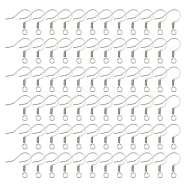 Tarnish Resistant 304 Stainless Steel French Earring Hooks, Flat Earring Hooks, Ear Wire, with Horizontal Loop, Stainless Steel Color, 14x17x2mm, Hole: 2mm, 21 Gauge, Pin: 0.7mm(STAS-N0013-15P)